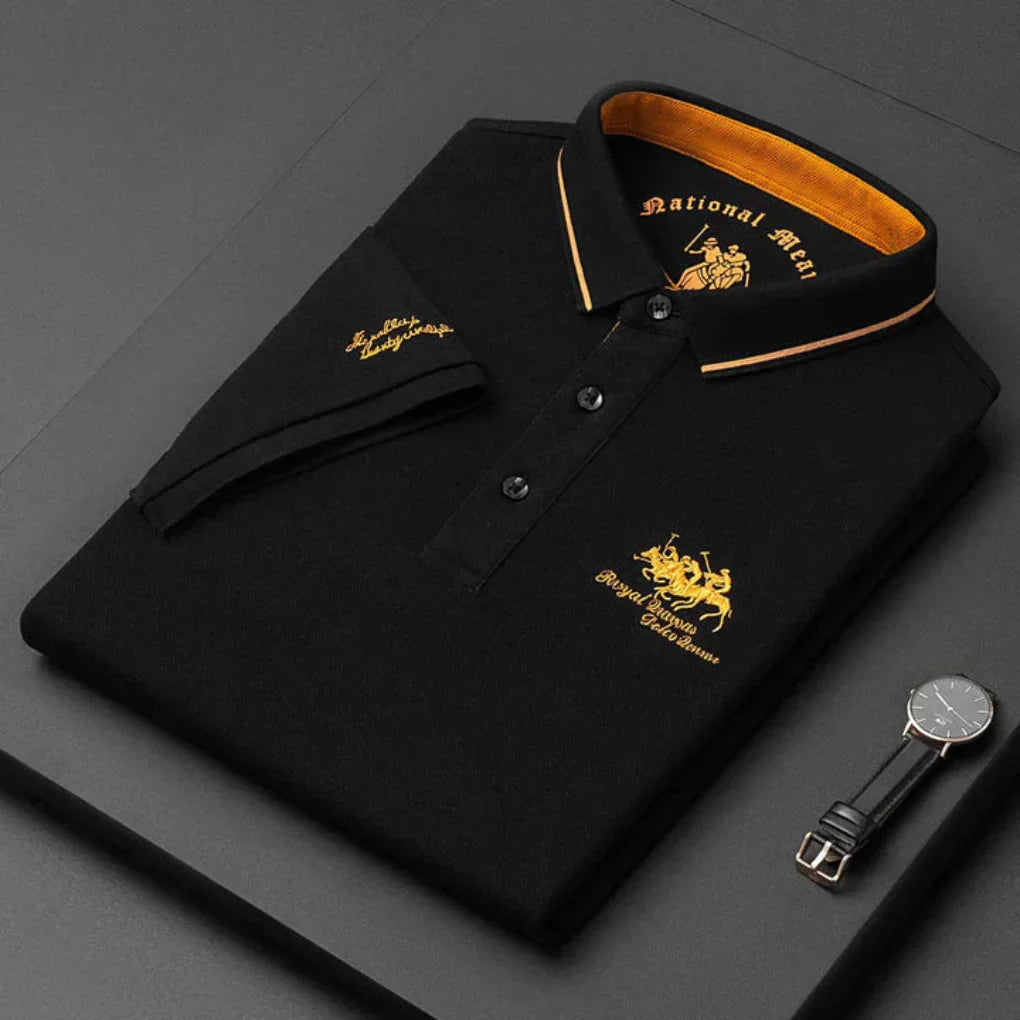 Koszulka Polo Męska z Haftem Konia – Premium Krótki Rękaw