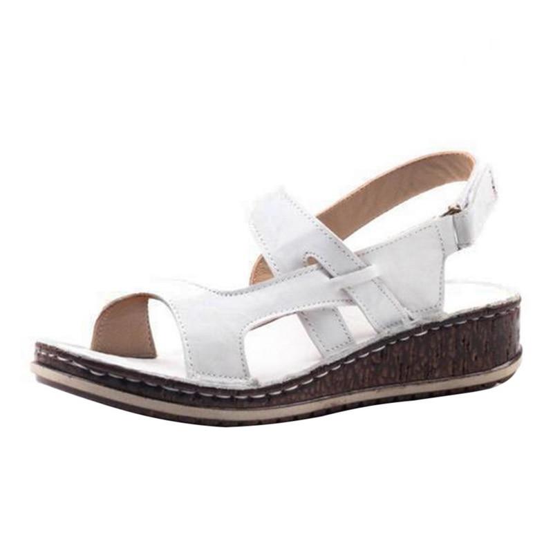 Sandały na Koturnie Damskie – Brązowe Skórzane Peep-Toe Letnie