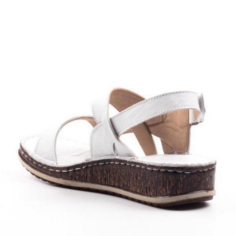 Sandały na Koturnie Damskie – Brązowe Skórzane Peep-Toe Letnie