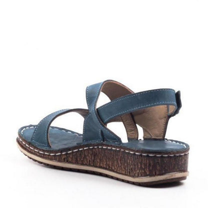 Sandały na Koturnie Damskie – Brązowe Skórzane Peep-Toe Letnie