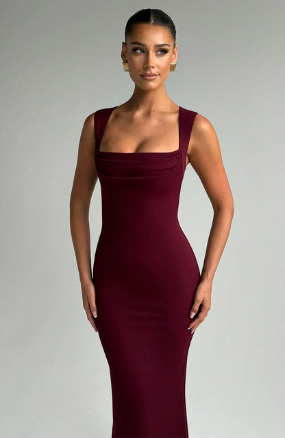 Allegra | Sukienka Maxi Elegancka Satynowa Halter z Odkrytymi Plecami Wieczorowa