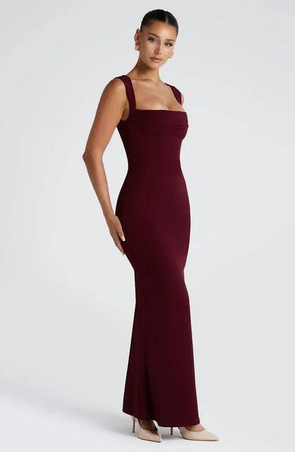 Allegra | Sukienka Maxi Elegancka Satynowa Halter z Odkrytymi Plecami Wieczorowa