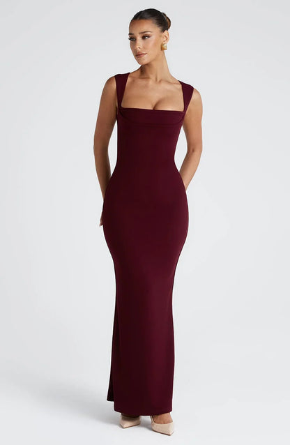 Allegra | Sukienka Maxi Elegancka Satynowa Halter z Odkrytymi Plecami Wieczorowa