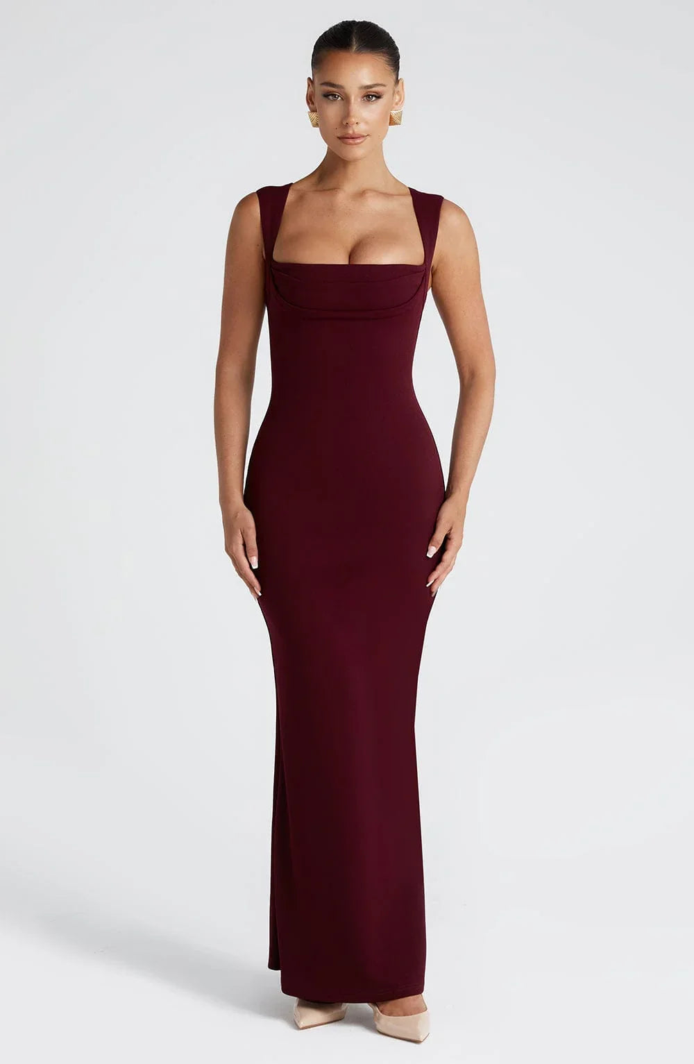 Allegra | Sukienka Maxi Elegancka Satynowa Halter z Odkrytymi Plecami Wieczorowa