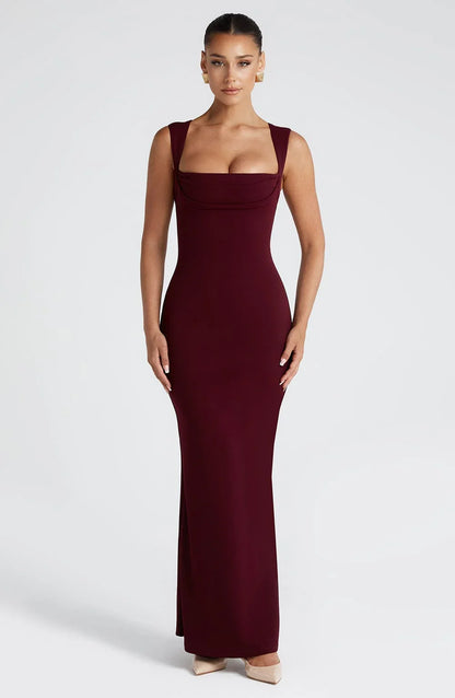 Allegra | Sukienka Maxi Elegancka Satynowa Halter z Odkrytymi Plecami Wieczorowa