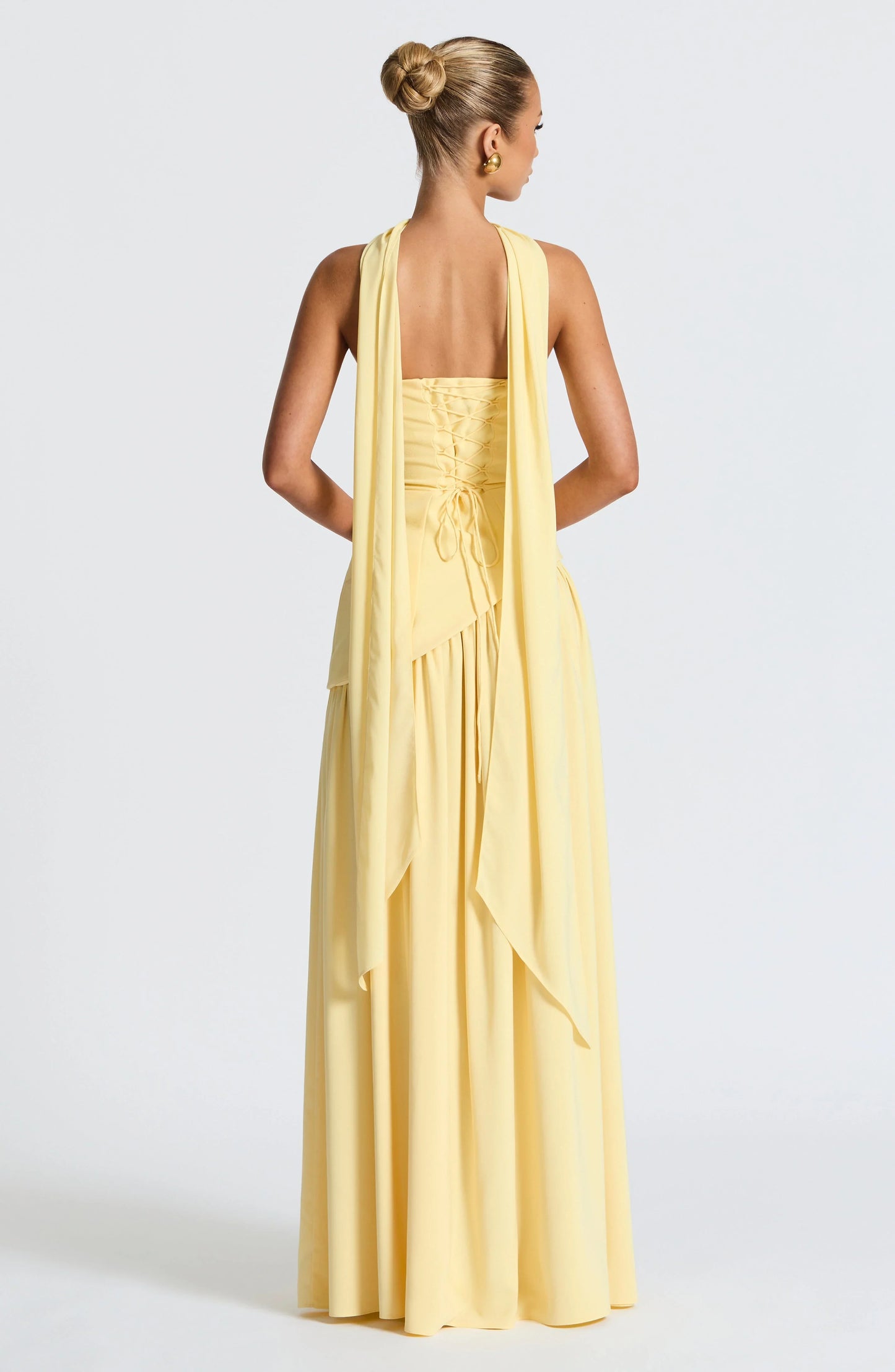 Calista | Sukienka Maxi Elegancka Bez Ramiączek Gorset Szal Rozcięcie