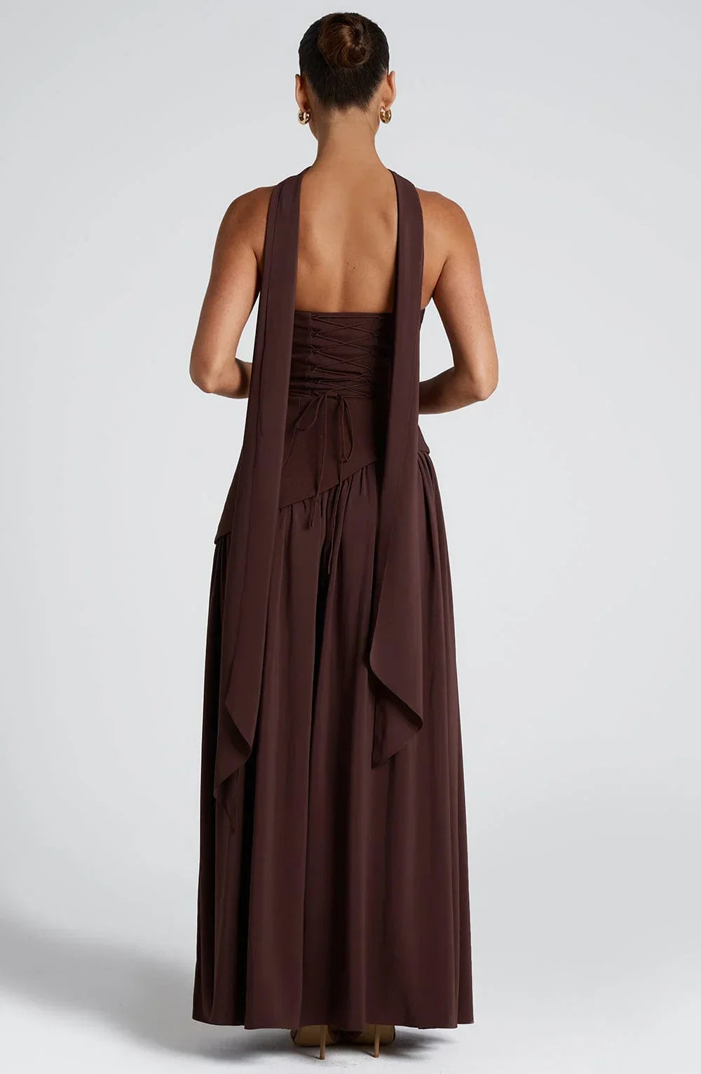 Calista | Sukienka Maxi Elegancka Bez Ramiączek Gorset Szal Rozcięcie