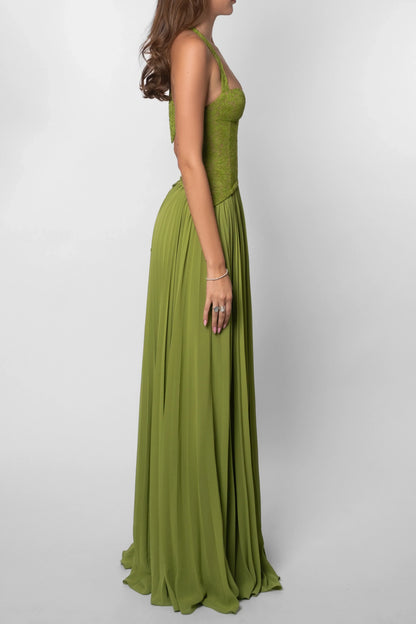 Cosima | Sukienka Maxi Elegancka Satynowa Jedno Ramię Peleryna Bez Rękawów Wieczorowa