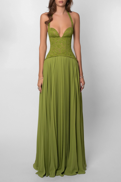 Cosima | Sukienka Maxi Elegancka Satynowa Jedno Ramię Peleryna Bez Rękawów Wieczorowa
