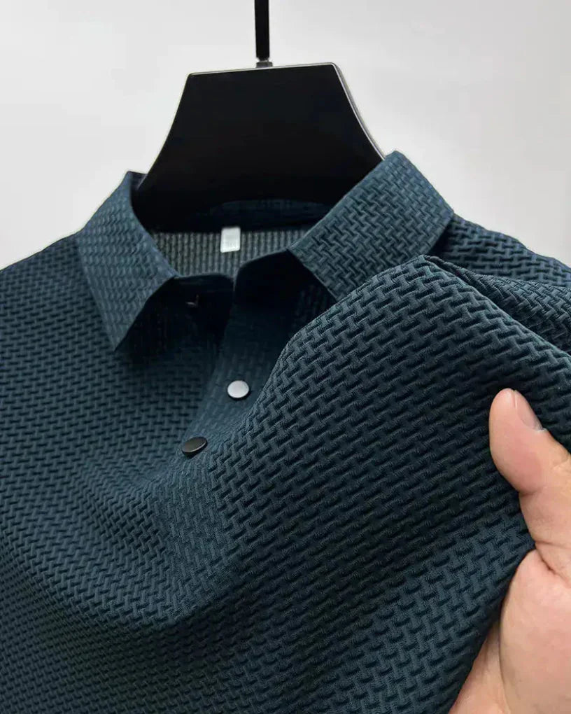 Koszulka Polo Męska Waffle – Tekstura Krótki Rękaw Casualowa