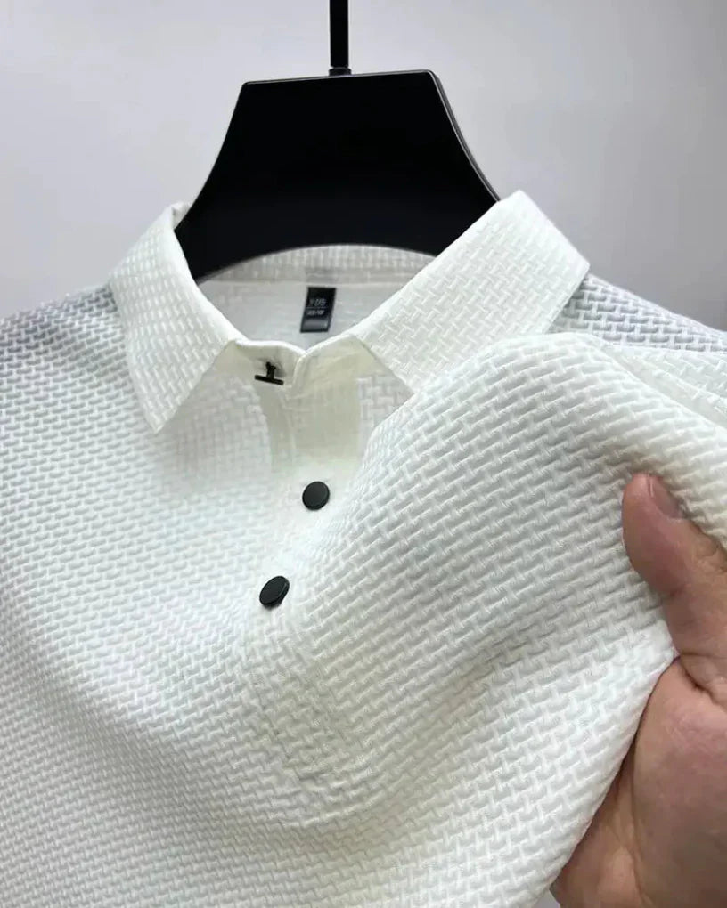 Koszulka Polo Męska Waffle – Tekstura Krótki Rękaw Casualowa