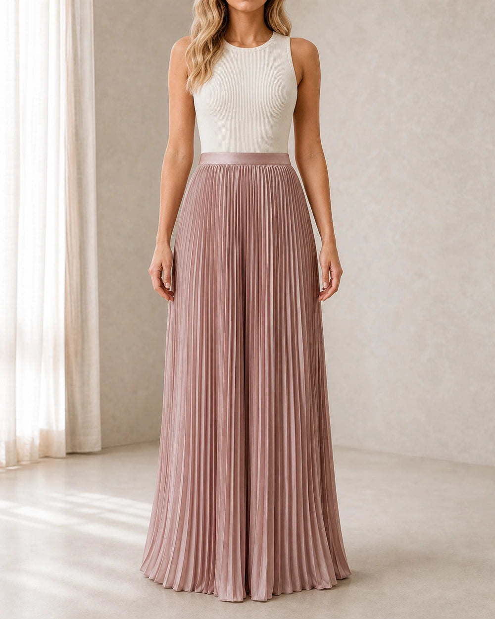 Damska zwiewna plisowana spódnica maxi — image 2