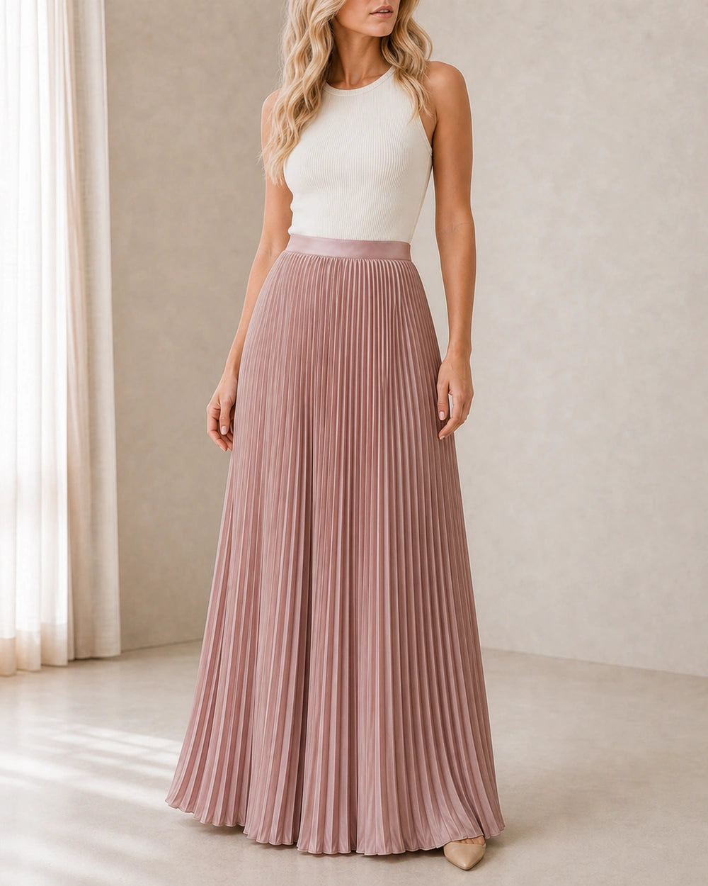 Damska zwiewna plisowana spódnica maxi — image 4